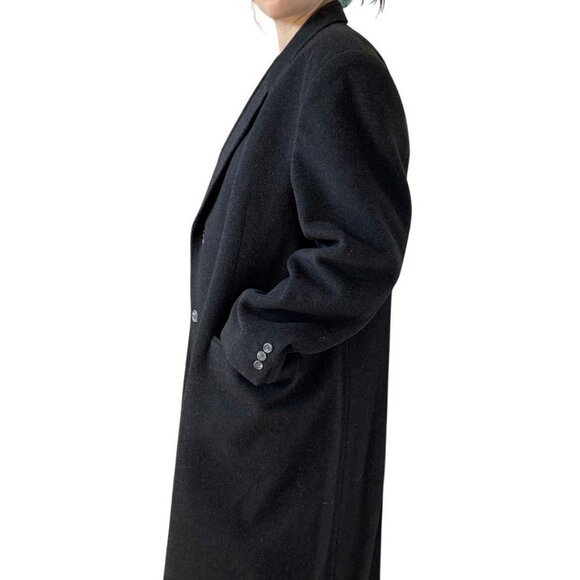 Vintage Mens 1970s Charcoal Gray Cashmere Blend Trench Coat Jacket 46R - Picture 6 of 10